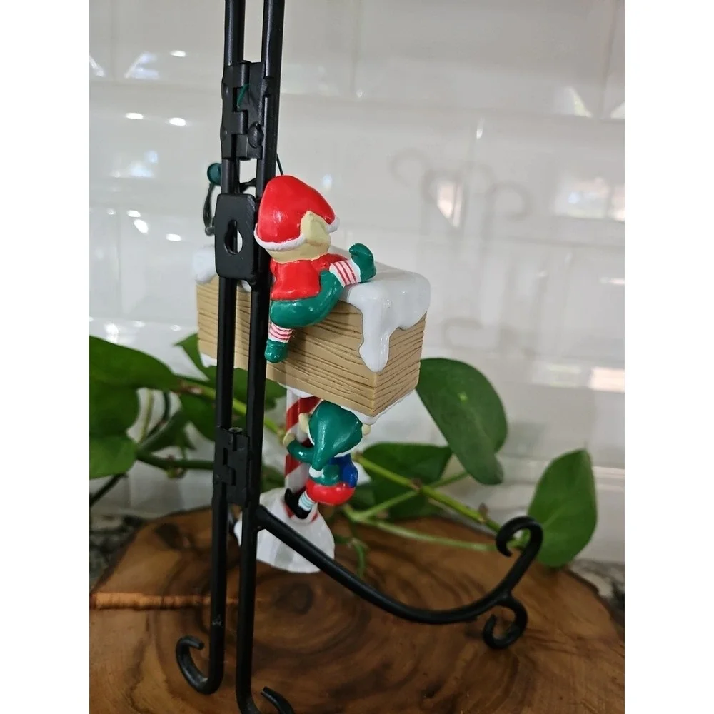 1989 Vintage Noma Ornament‎ Elves On Candy Cane Christmas Decor
